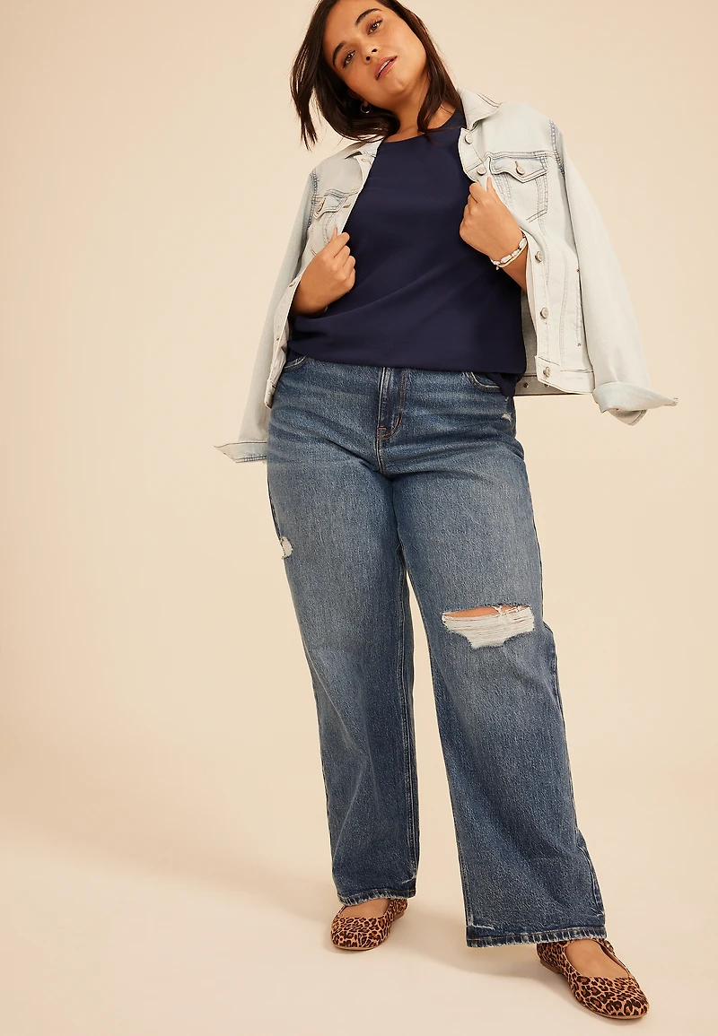 Plus 24/7 Ribbed Elbow Sleeve Tee