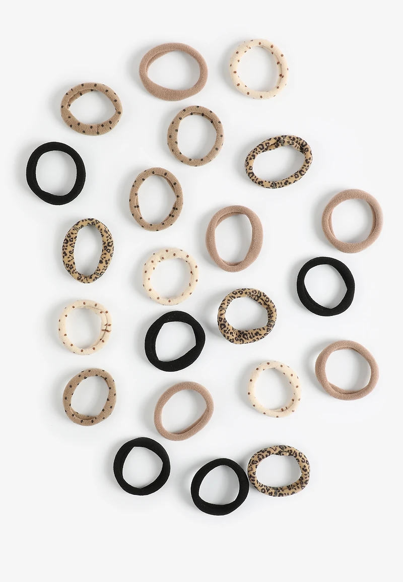 22 Pack Neutral Print Seamless Hair Ties