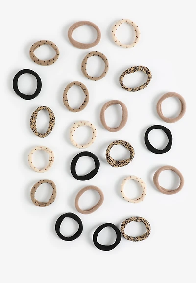 22 Pack Neutral Print Seamless Hair Ties