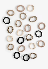 22 Pack Neutral Print Seamless Hair Ties