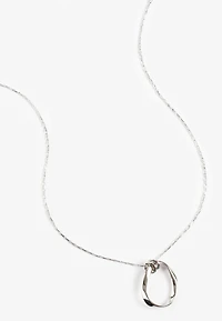 Silver Oval Pendant Necklace