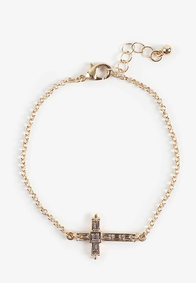 Gold Cross Stone Bracelet