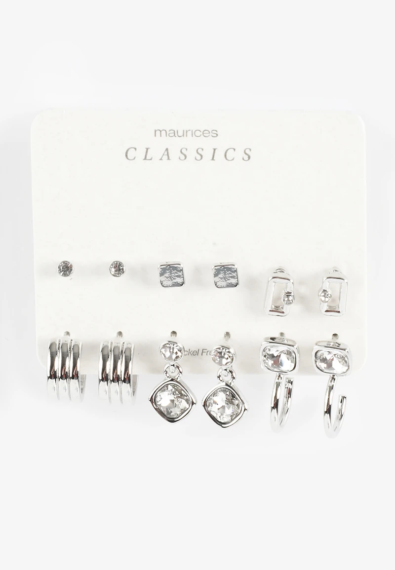 Silver Mixed Earring Set