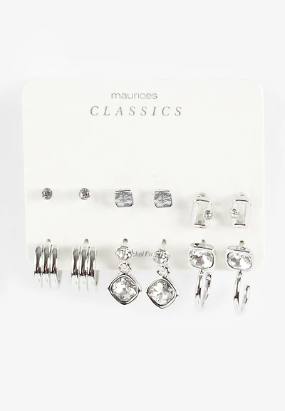 Silver Mixed Earring Set