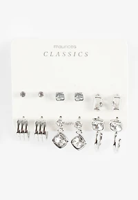 Silver Mixed Earring Set