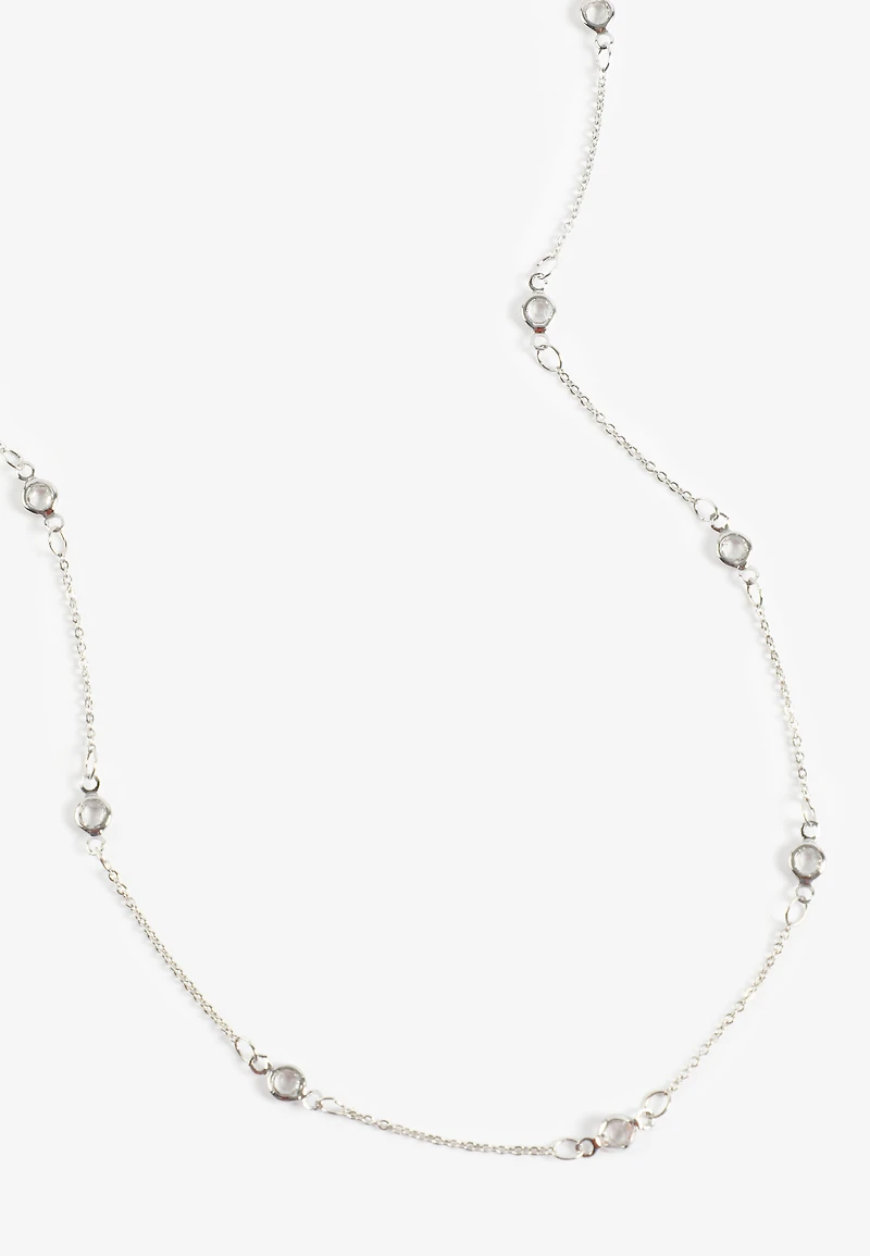 Everyday Layers Silver Clear Stone Necklace
