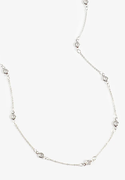 Everyday Layers Silver Clear Stone Necklace