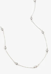 Everyday Layers Silver Clear Stone Necklace