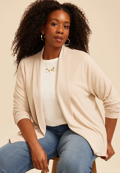 Plus Ottoman Ribbed Cardigan