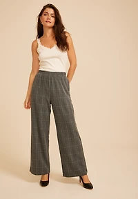 Plaid Pull On Wide Leg Pant