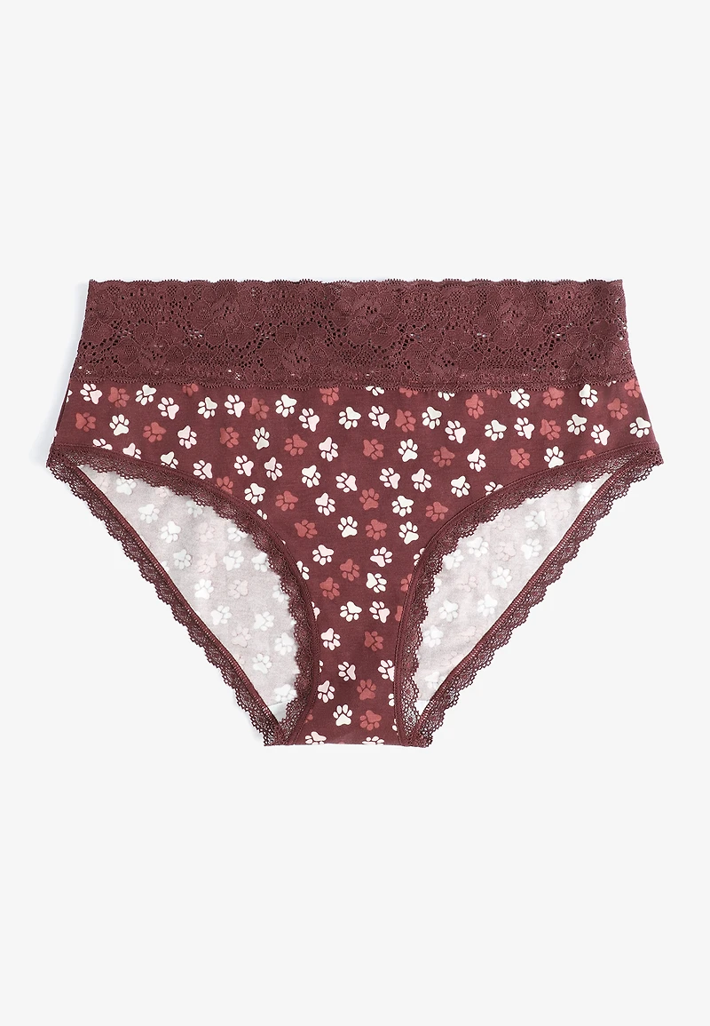 Simply Comfy Cotton Paw Print Hipster Panty