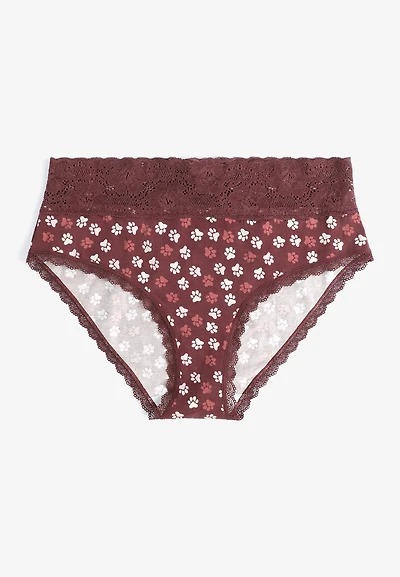 Simply Comfy Cotton Paw Print Hipster Panty
