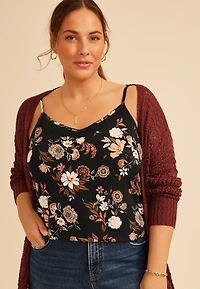 Plus Crochet Trim V Neck Cami Tank Top