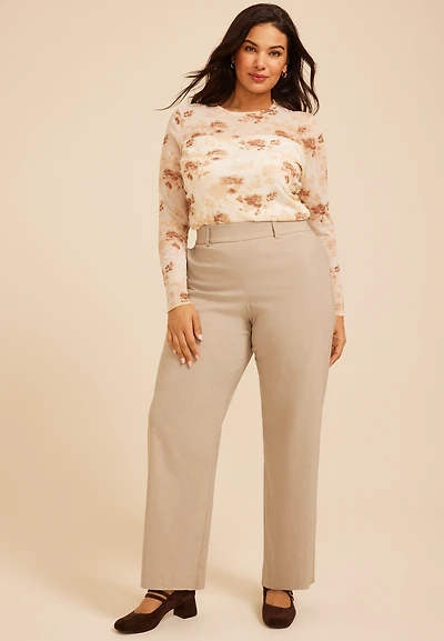 Plus High Rise Bengaline Wide Leg Pant