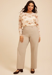 Plus High Rise Bengaline Wide Leg Pant
