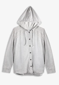Plus Lace Shoulder Hooded Shacket