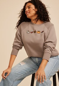 Plus Fall Icon Embroidered Graphic Sweatshirt