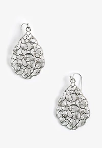 Silver Crystal Filigree Drop Earrings