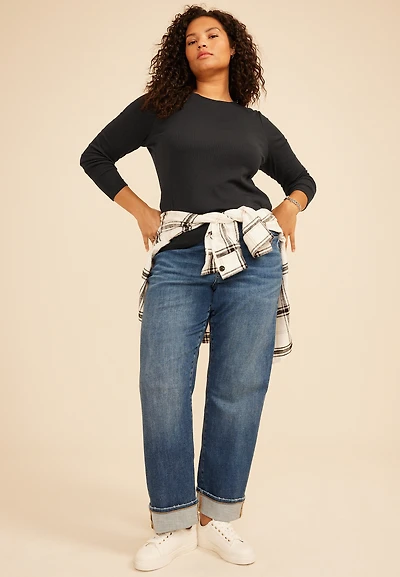 Plus 24/7 Ada Ribbed Long Sleeve Tee