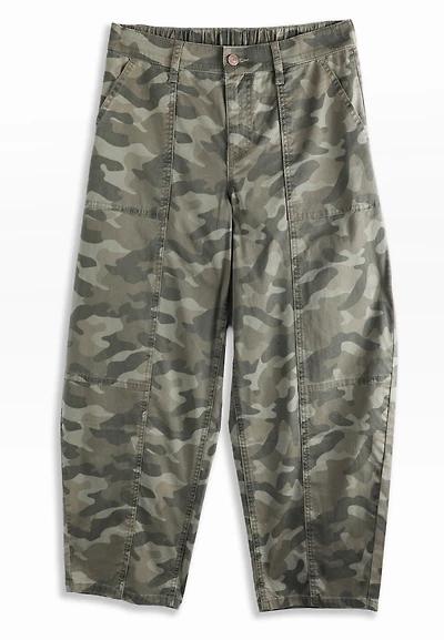 Camo High Rise Seamed Barrel Pant