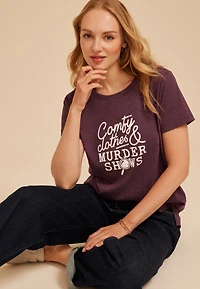 Comfy Clothes And Murder Shows Classic Fit Graphic Tee