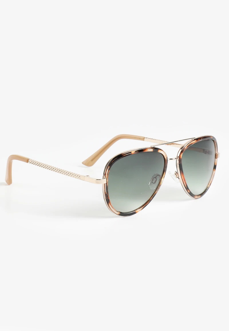 Tortoise Rim Aviator Sunglasses