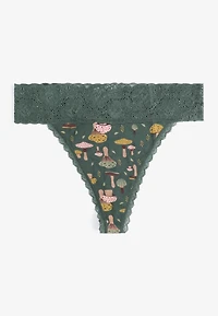 Simply Comfy Cotton Mushroom Print Thong Panty
