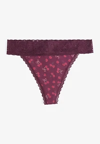 Simply Comfy Cotton Cherry Print Thong Panty