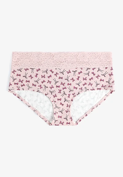 Simply Comfy Cotton Bow Print Boybrief Panty