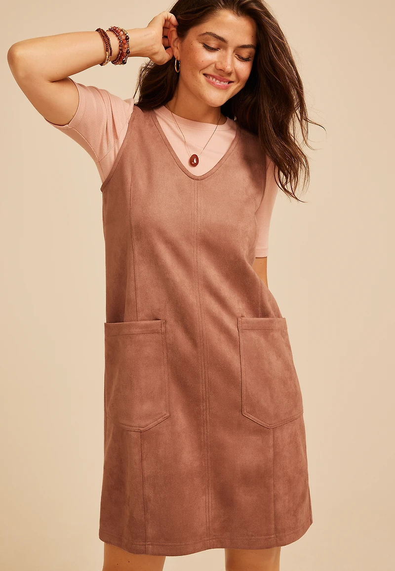 Bare Faux Suede Shift Dress