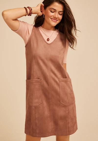 Bare Faux Suede Shift Dress