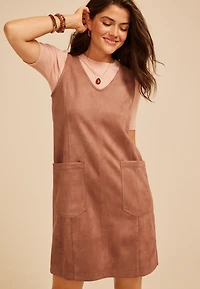 Bare Faux Suede Shift Dress