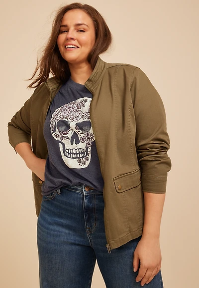 Plus Floral Skull Vintage Fit Graphic Tee
