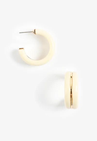 Gold And Ivory Resin Hoop Earrings