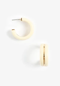 Gold And Ivory Resin Hoop Earrings