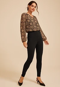High Rise Pull On Ponte Skinny Pant