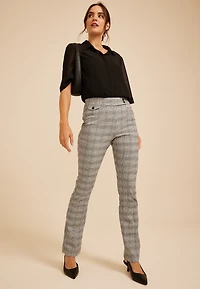 Plaid High Rise Tab Pocket Bengaline Bootcut Pant