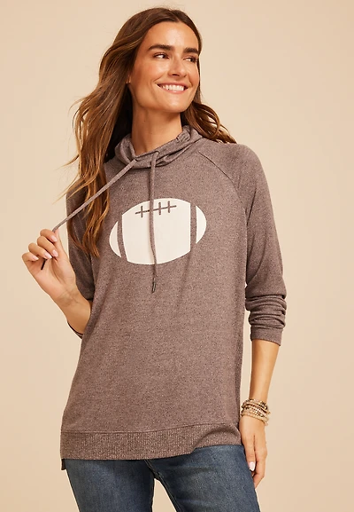 Haven Football Graphic Cowl Neck Top