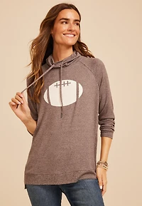 Haven Football Graphic Cowl Neck Top