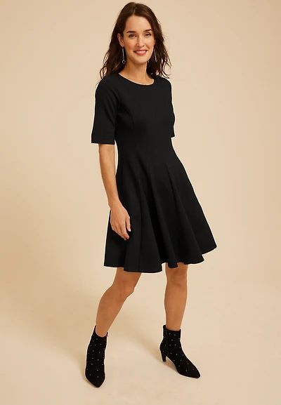 Pleated Ponte Dress