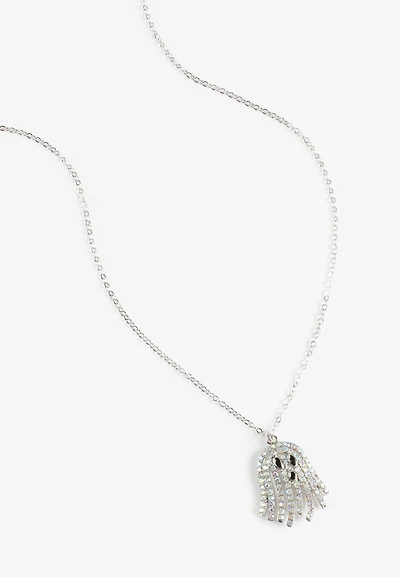 Rhinestone Ghost Pendant Necklace