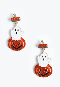 Halloween Ghost Pumpkin Drop Earrings