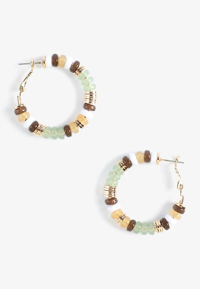 Multicolor Beaded Hoop Earrings