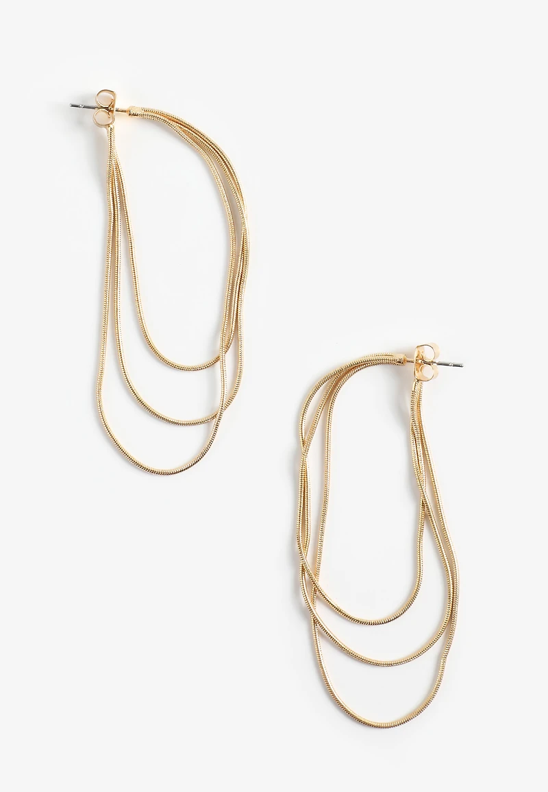 Gold Multi Strand Drop Earrings