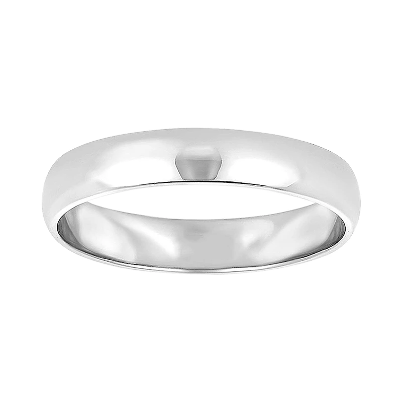 14K White Gold Men's Plain High Polish 4mm Wedding Band