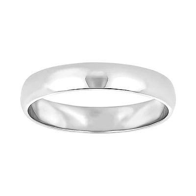 14K White Gold Men's Plain High Polish 4mm Wedding Band
