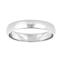 14K White Gold Men's Plain High Polish 4mm Wedding Band