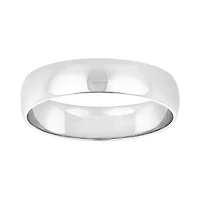 14K White Gold Men's Plain High Polish 5mm Wedding Band