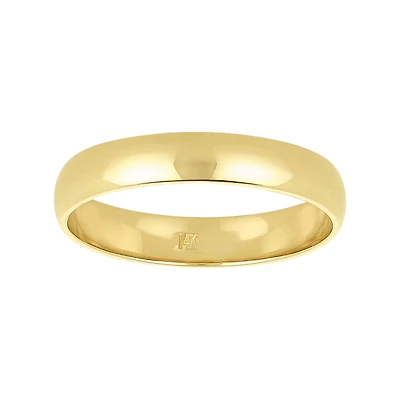 14K Yellow Gold Men's Plain High Polish 4mm Wedding Band