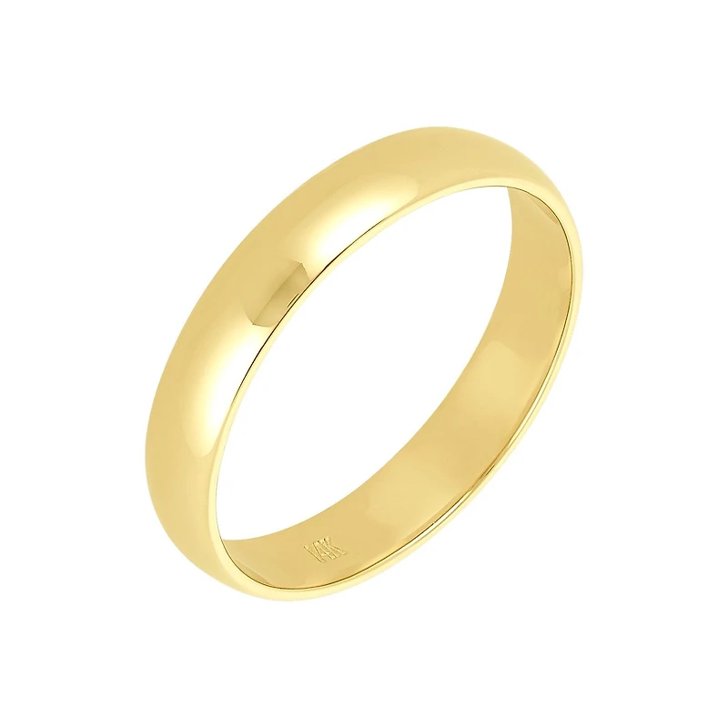 14K Yellow Gold Men's Plain High Polish 4mm Wedding Band